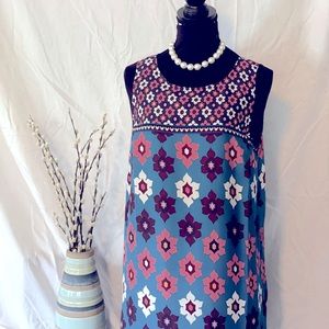 Ann Taylor LOFT sheath dress, rayon, back tie, size L.